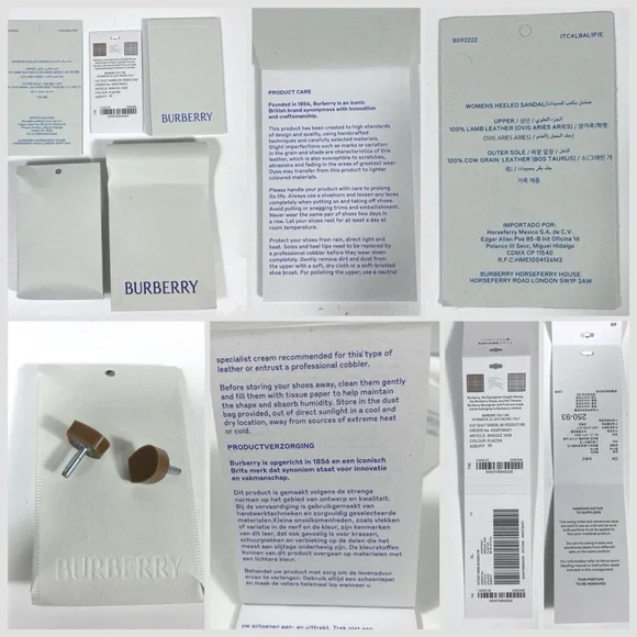 Burberry Leather Quilted Heeled Slide Sandals Plaster 39 9 NEW - Picture 15 of 17